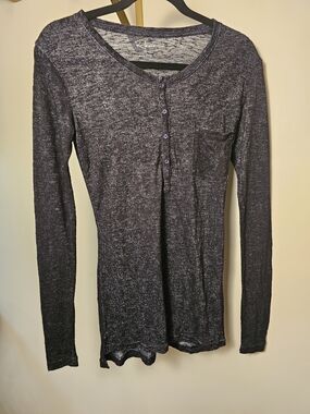 Rails Black Marled Henley Top
